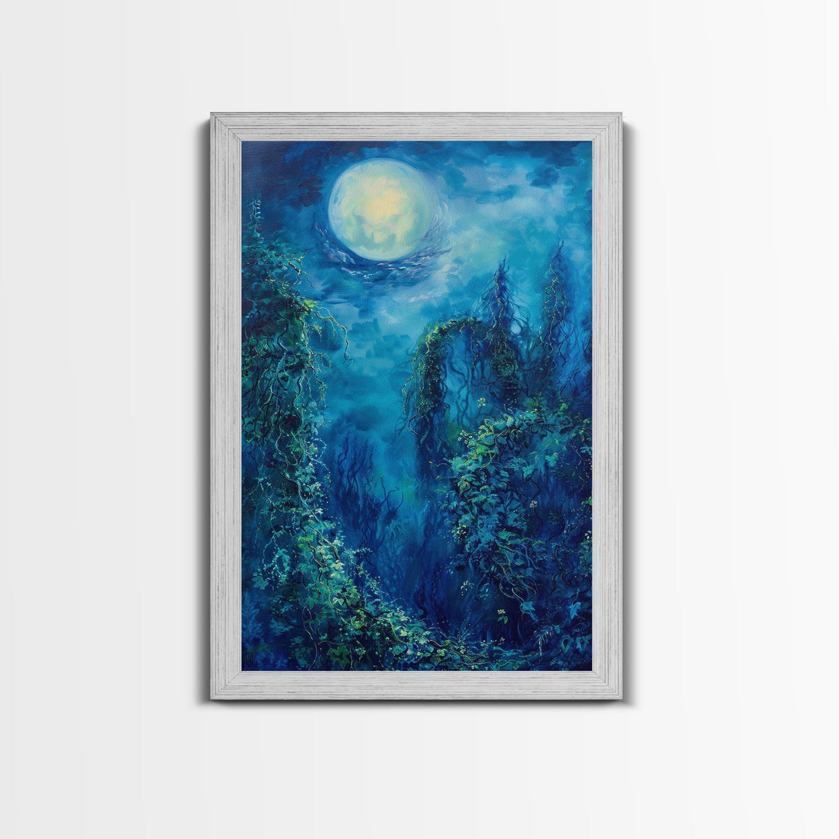 Moonlit Forest Path, Halloween Art, Spooky Wall Decor, Framed Canvas Print, Creepy Art, Halloween Wall Decor, Seasonal Wall Art