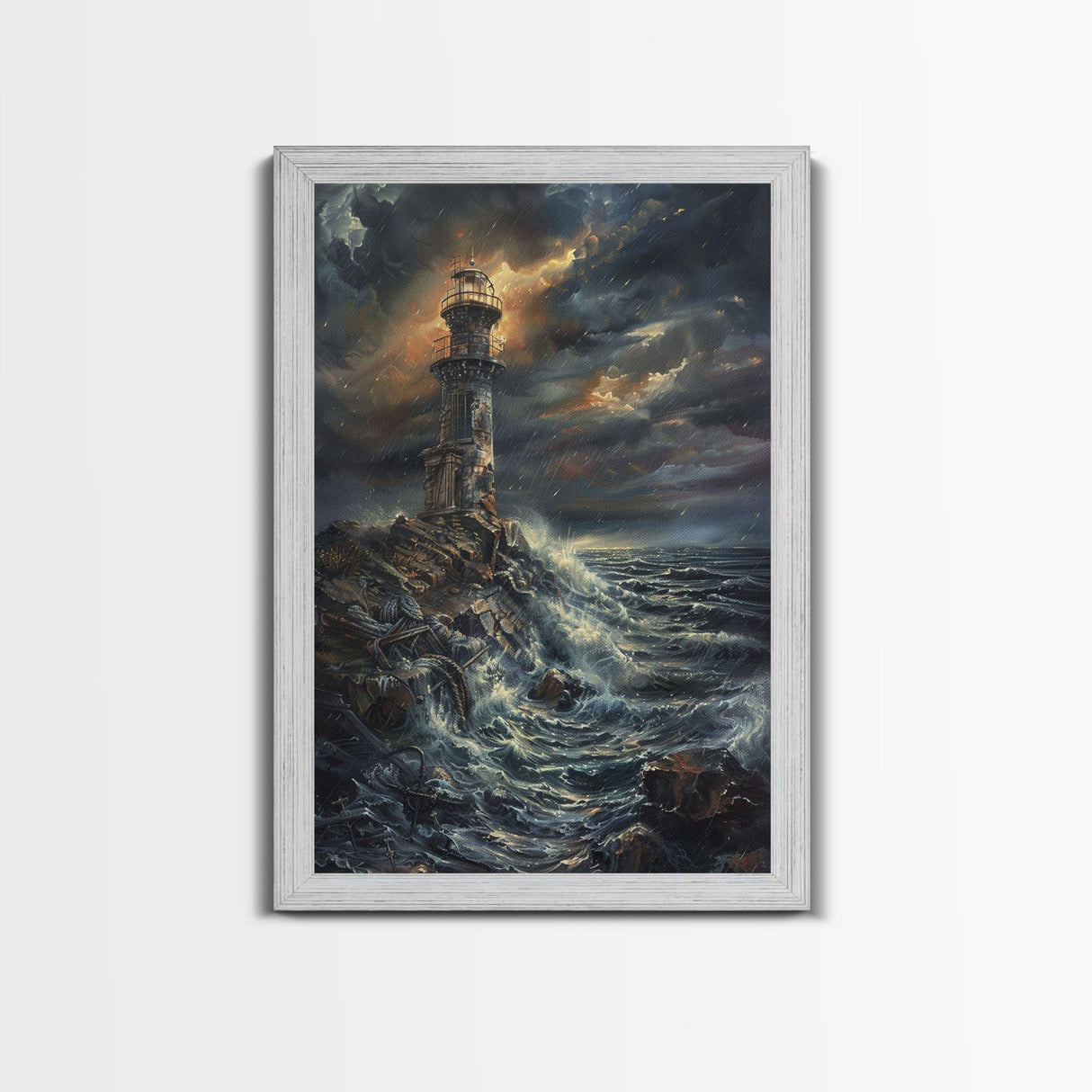 Eerie Castle on Cliff, Halloween Art Print, Spooky Home Decor, Framed Canvas Print, Creepy Art, Halloween Wall Decor, Seasonal Wall Art