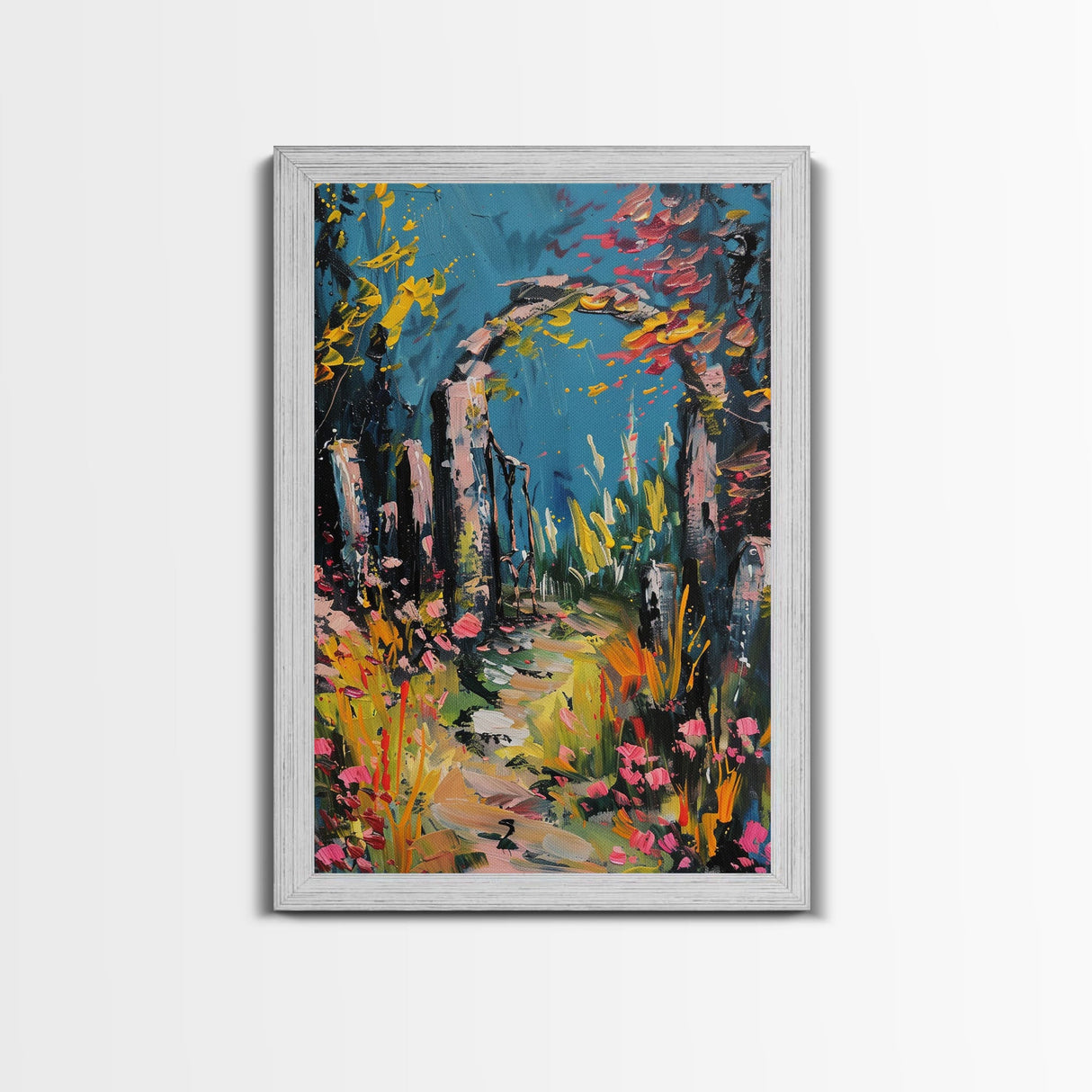 Spooky Graveyard at Night Framed Canvas Print, Ghostly Wall Art, Haunted Cemetery Scene, Halloween Decor, Eerie Artwork, Framed Canvas Print