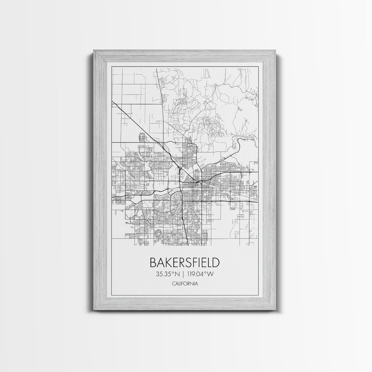 Bakersfield Street Map, California Map, City Wall Art, Home Wall Décor, Wife Gift, Minimalist Art, Wall Art, Canvas Print, Canvas Wall Art