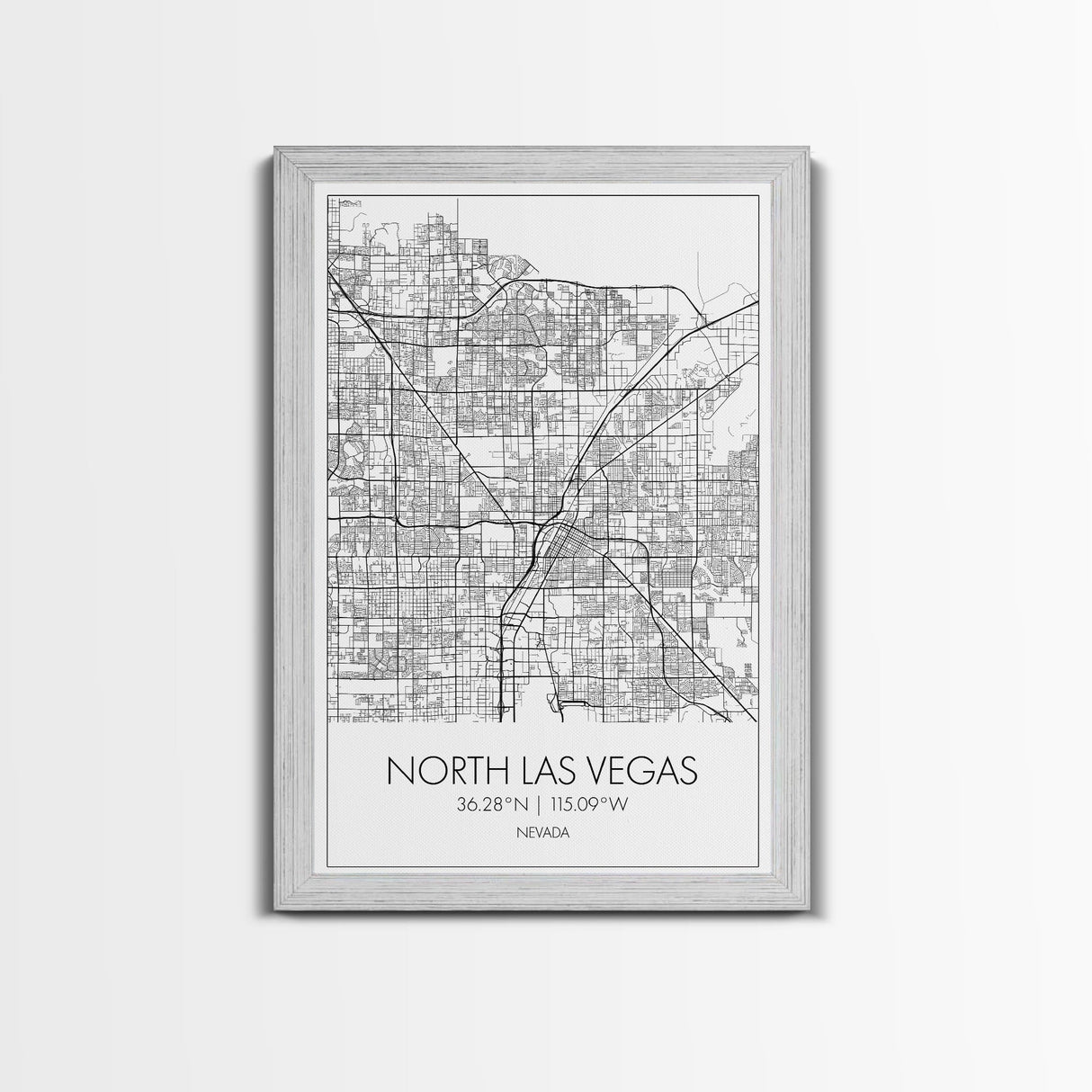 North Las Vegas Street Map, Nevada Map, City Map Art, Modern Art, Wall Art, Canvas Print, Wall Décor Bedroom, Honeymoon Gift, Travel Art