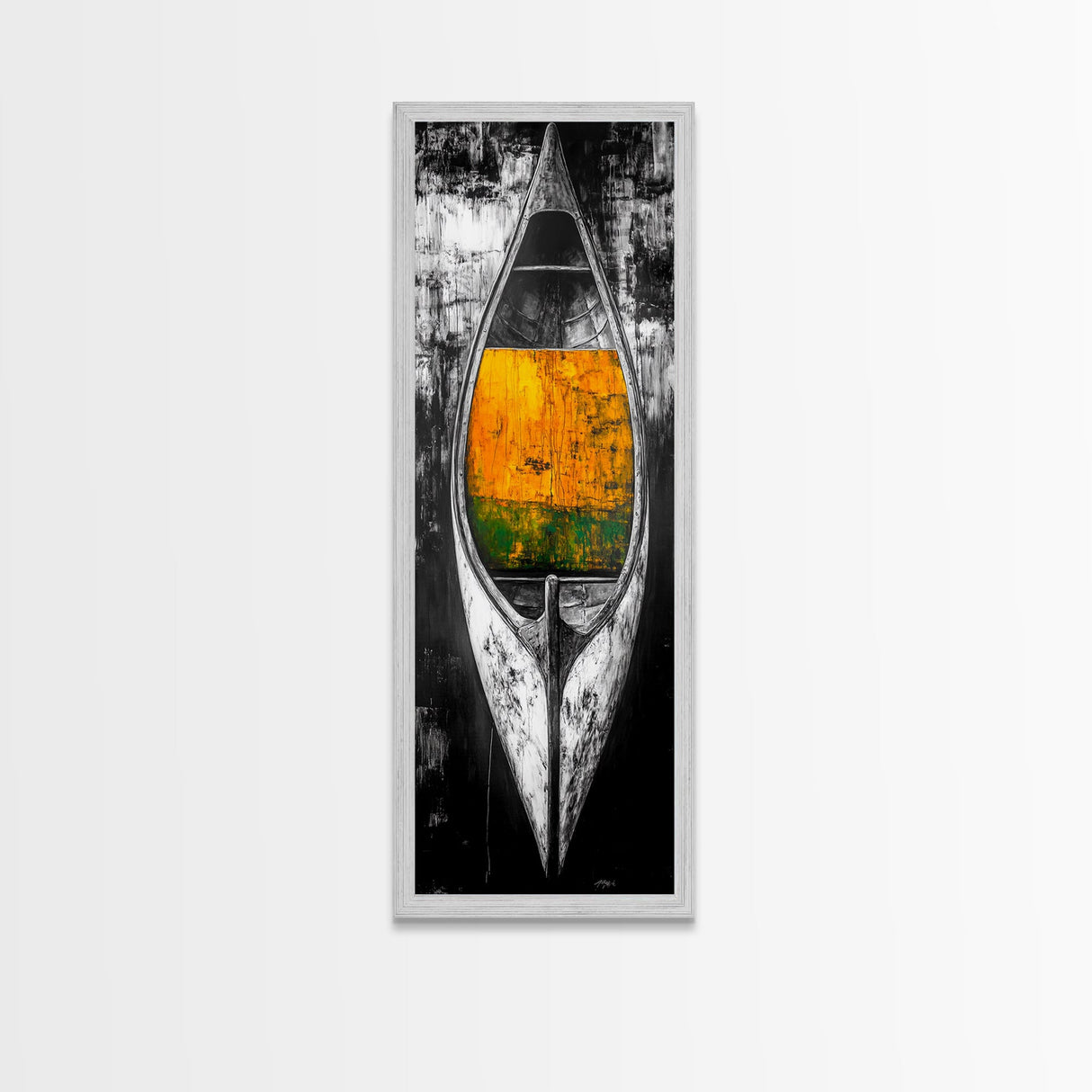 Black and White Canoe Framed Canvas Print Rustic Art Nautical Wall Art Coastal Decor Farmhouse Art Vertical Wall Art