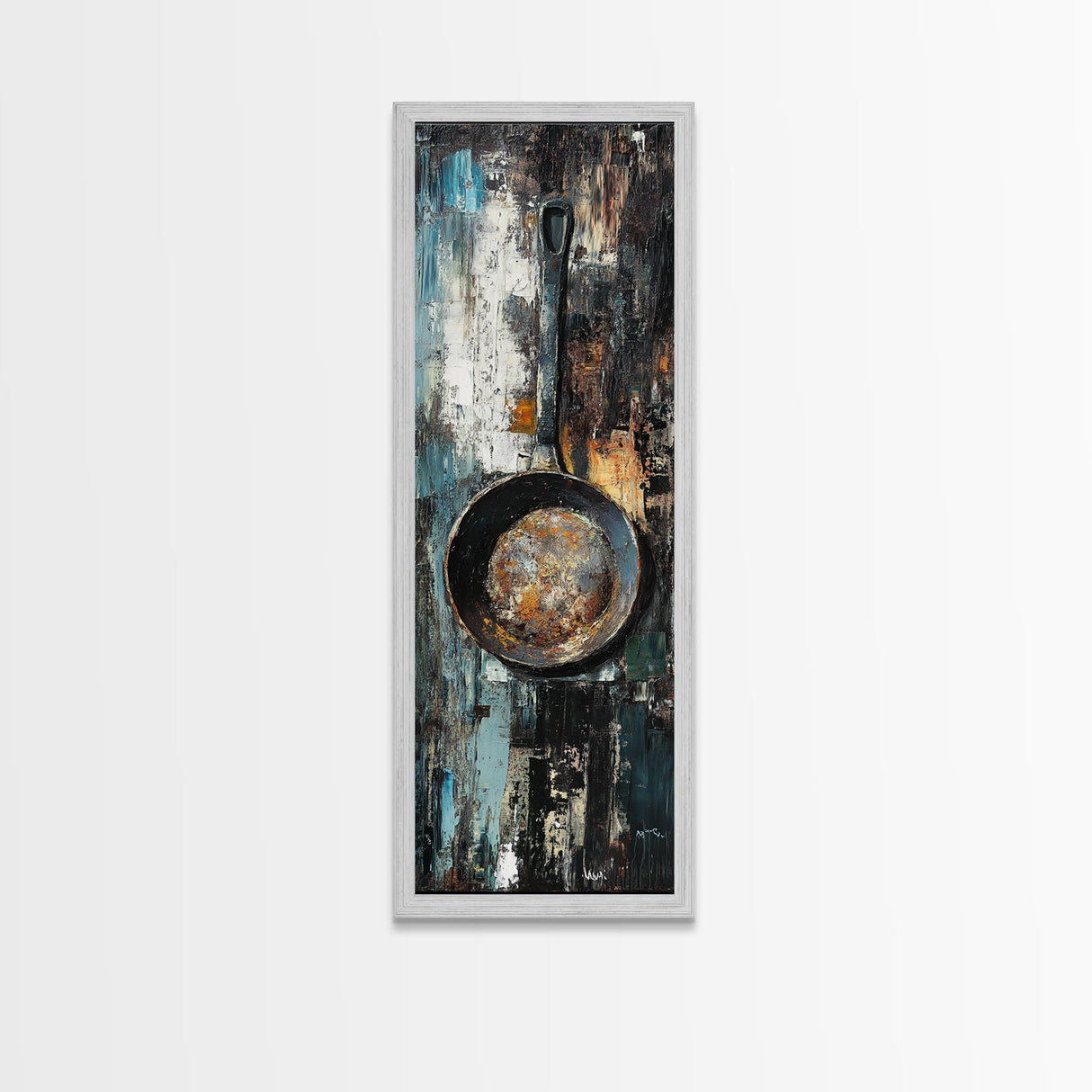 Rustic Frying Pan Art Framed Canvas Print Kitchen Wall Art Food Review Kitchen Art Rustic Decor Moody Art Wabi Sabi Wall Art