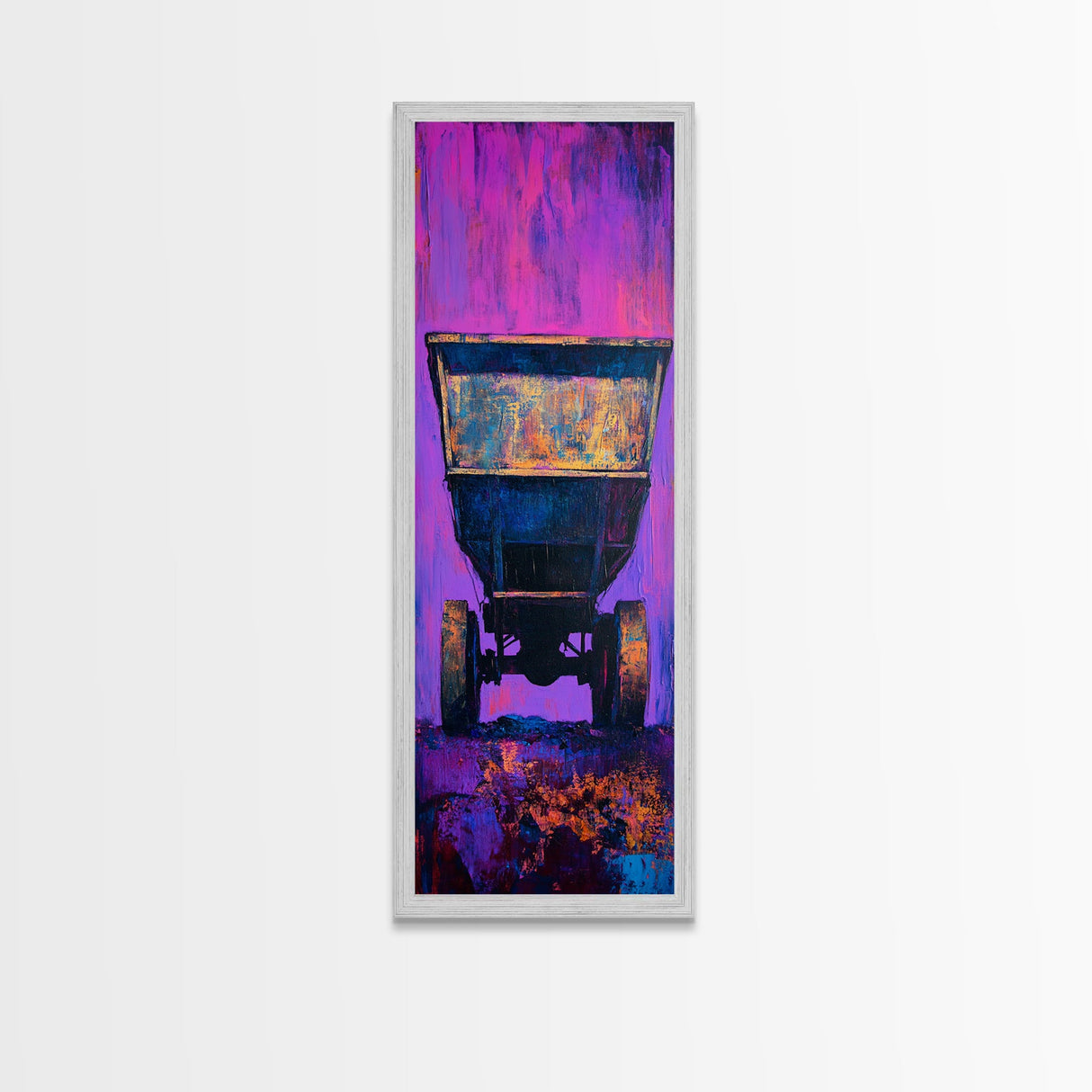 Abstract Mine Cart Framed Canvas Print custom car painting industrial decor rustic art moody art blotter art unique wall art extra wide art