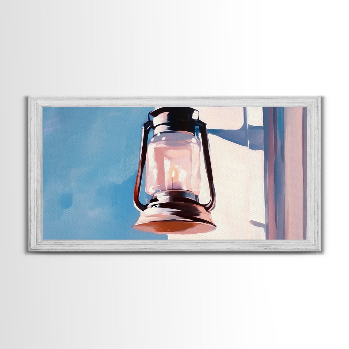 Lantern Painting, Rustic Decor, Farmhouse Art, Wabi Sabi Art, Southwest Wall Art, Moody Art, Light Pink Wall Art, Framed Canvas Print, Minimalist Art