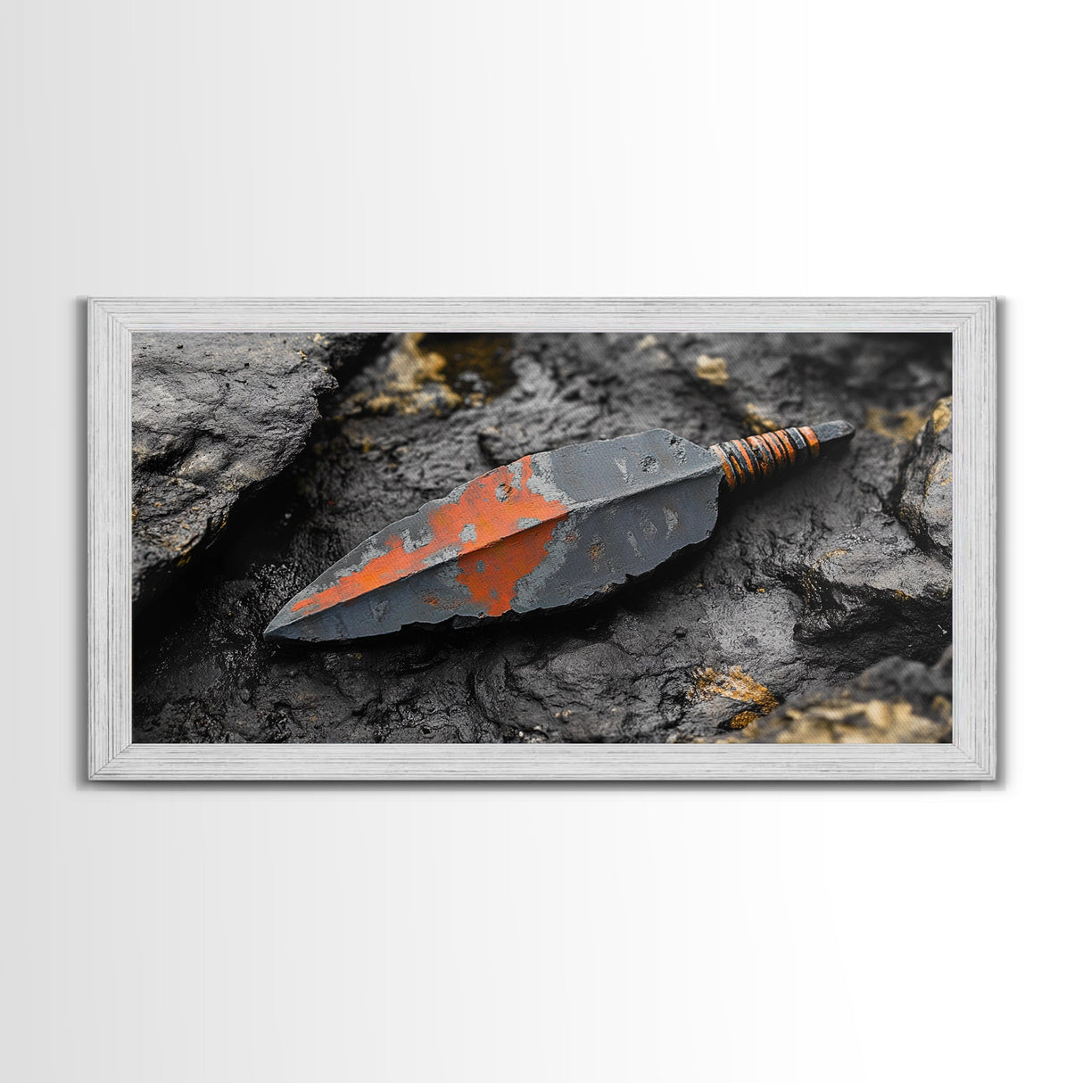 Handmade Arrowhead Framed Canvas Print | Rustic Wall Art | Southwest Decor | Tribal Arrowhead Art | Wabi Sabi Art | Extra Wide Art