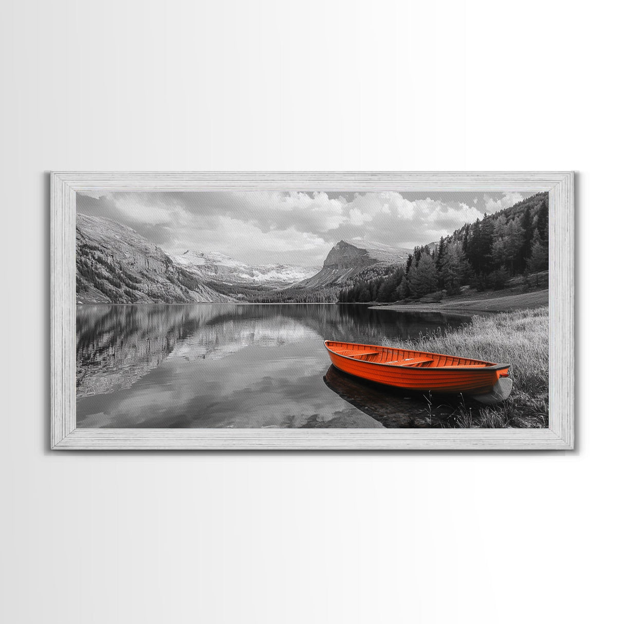 Serene Mountain Lake Canvas Print Rustic Wall Art Landscape Painting Above Sofa Art Bedroom Art Above Bed Wall Art Nautical Decor