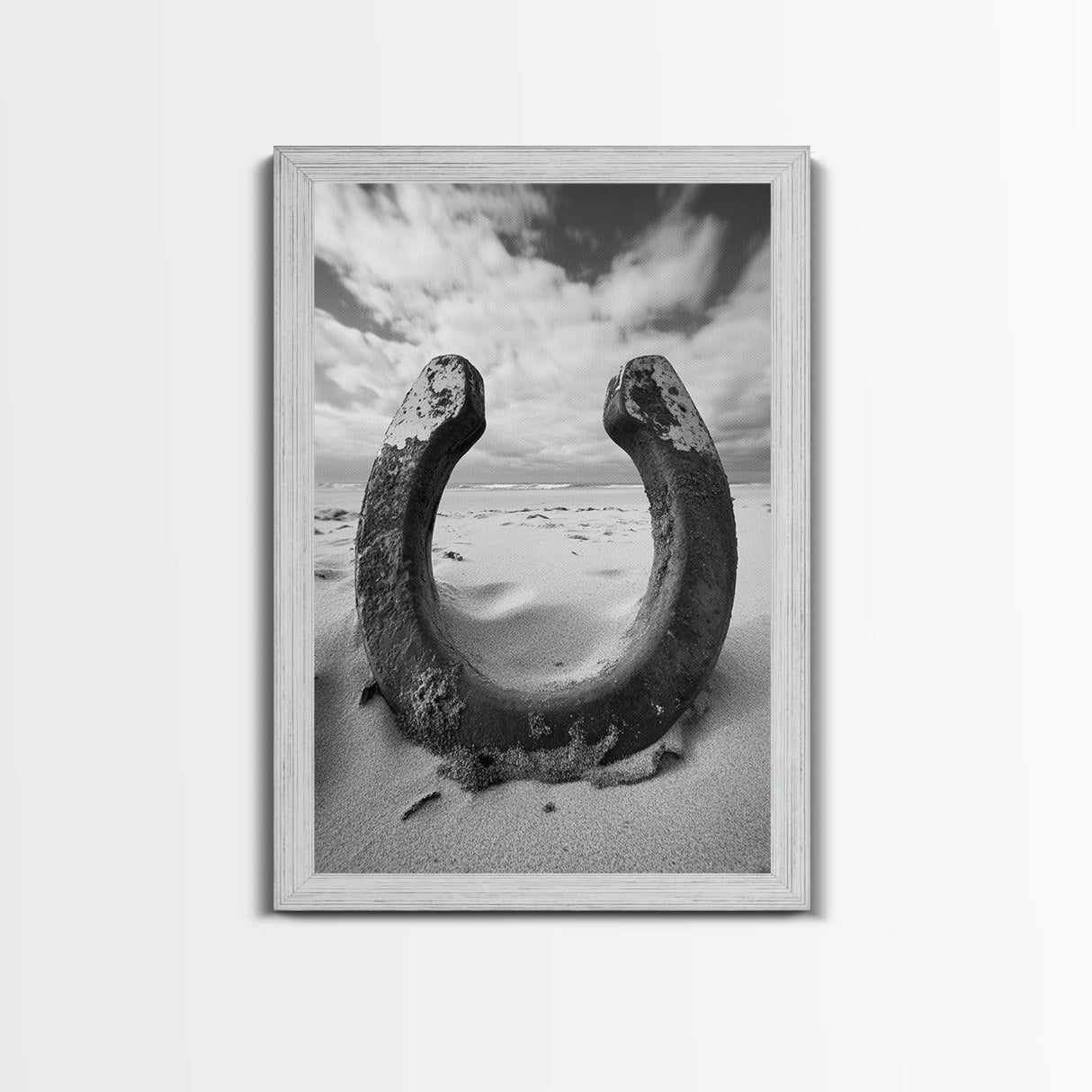Horseshoe art, western decor, rustic wall art, wabi sabi wall art, moody photography, minimalist art, canvas print, living room art
