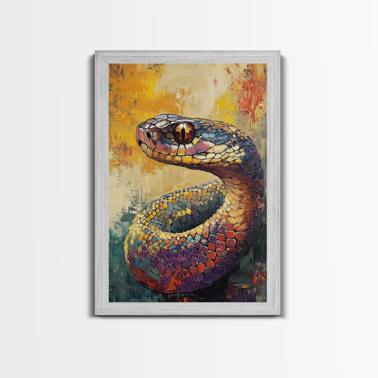 Snake Close-Up, Bold Reptile Painting, Southwest Art, Moody Animal Art, Desert Wall Art, Unique Home Decor, Canvas Print