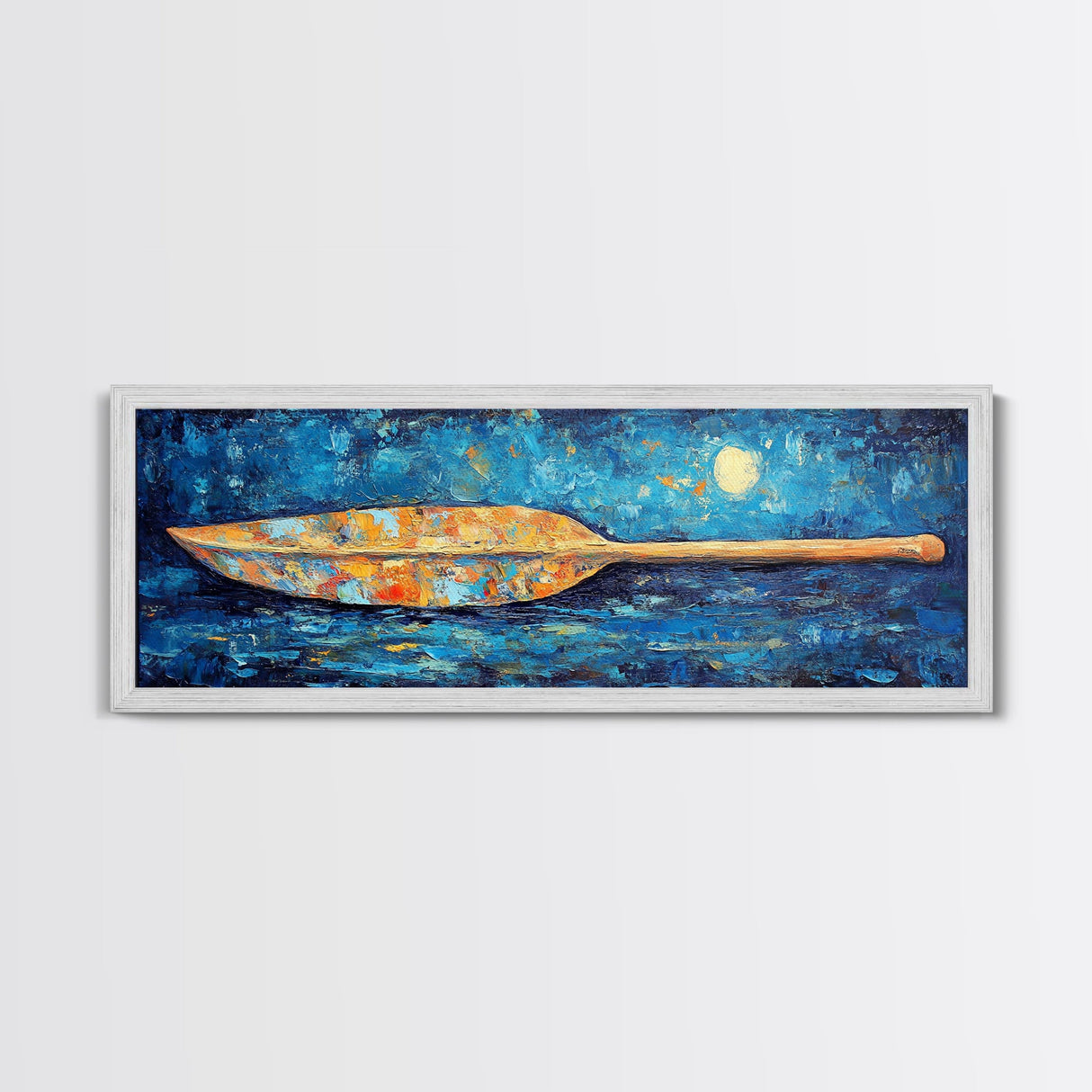 Paddle, nautical wall art, coastal decor, ocean painting, panoramic art, extra wide art, blue and green wall art, Framed Canvas Print