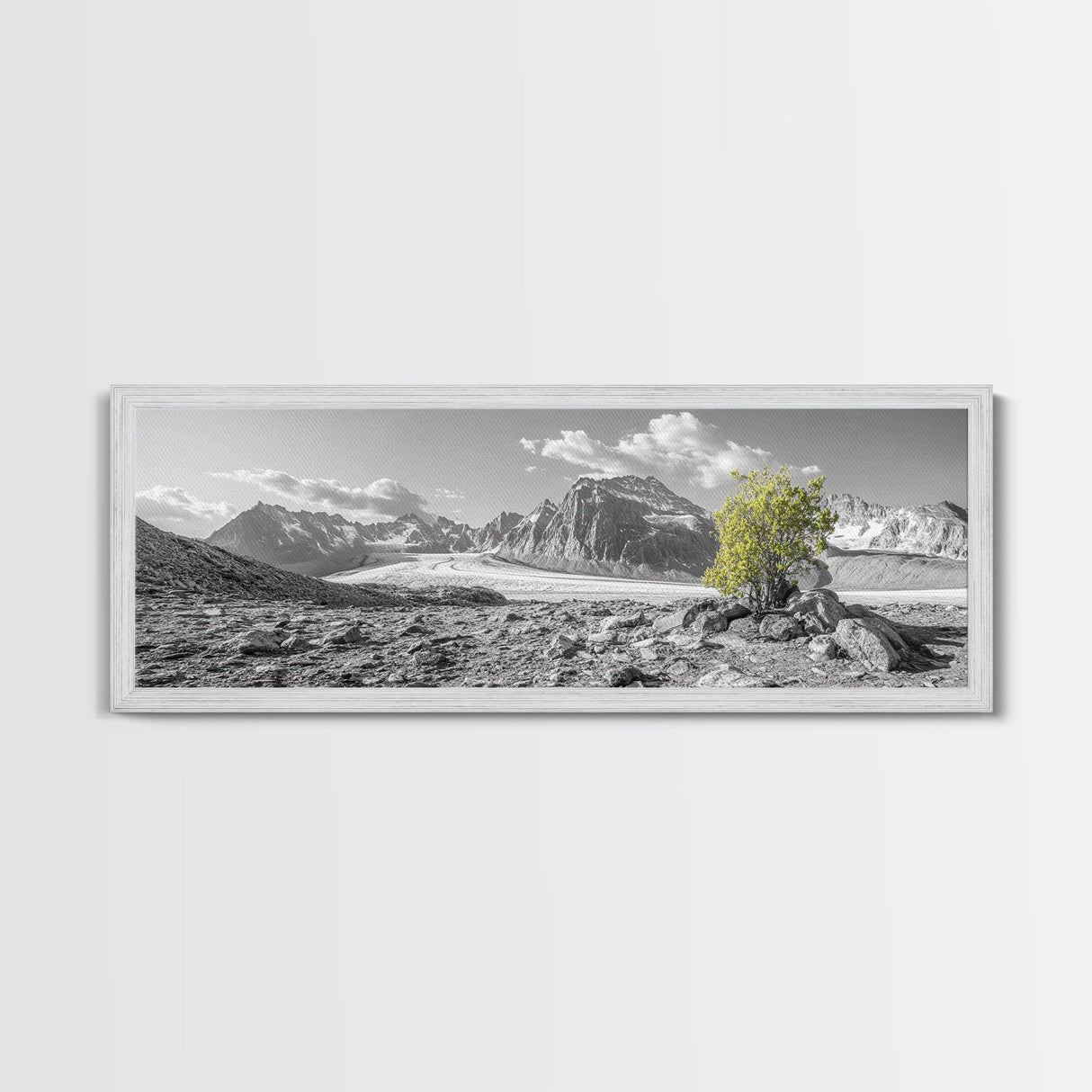 Mountain scene, mountain painting, landscape painting, wabi sabi art, nature art, minimalist art, framed canvas print, extra wide art