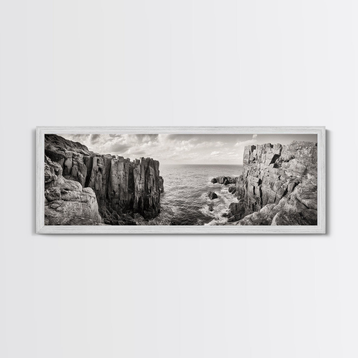 Coastal Cliffs, seascape painting, nautical wall art, Ireland painting, coastal landscape art, panoramic painting, framed canvas print
