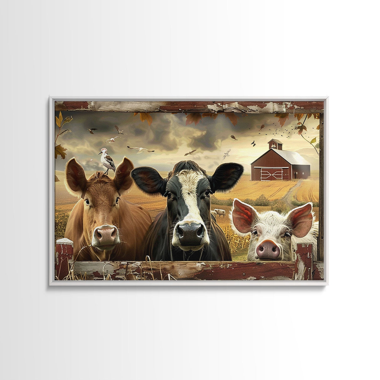 Cute Farmhouse Animal Print, Window Art, Wall Art, Home Decor, Wall Decor, Cute Farmhouse Kitsch Living Room Art