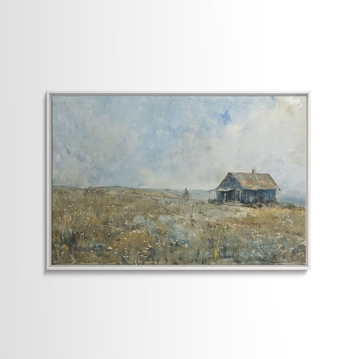 Kitsch Kitchen Farmhouse Decor Framed Canvas Print, Farmhouse Decor, Original Art Of an Old Farmhouse, Western Decor