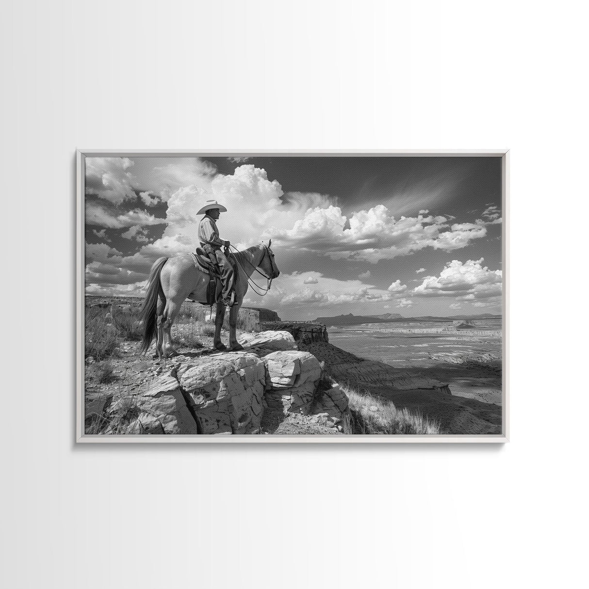 Old Timer's Last Ride, Framed Canvas Print, Metal Art, Boho Farmhouse Decor, Country Western Art, Black and White Photography Print