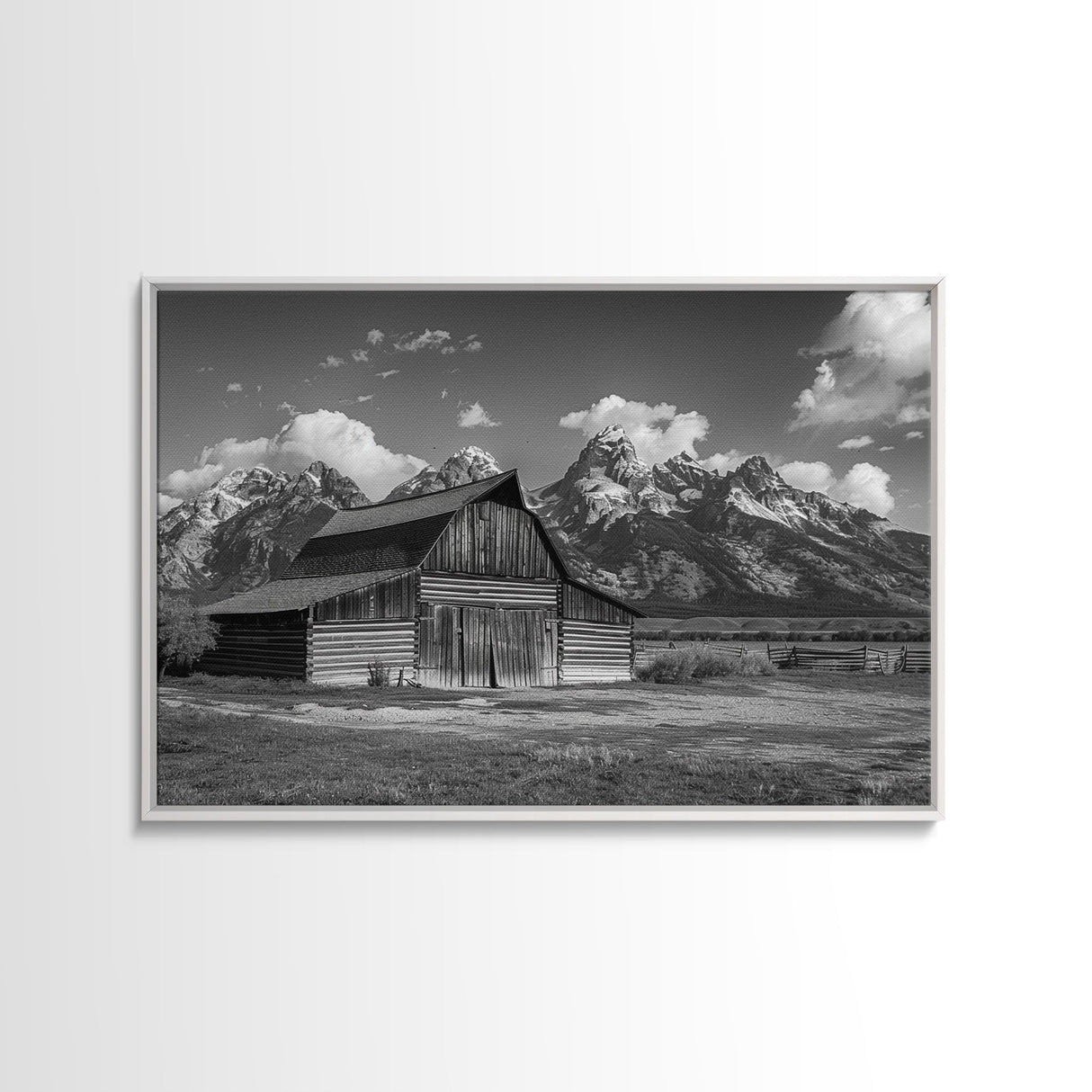 Old Barn Wall Art, Framed Canvas Print or Metal Art, Rustic Homestead Framed Canvas Art, Vintage Old Barn Black and White Wall Art