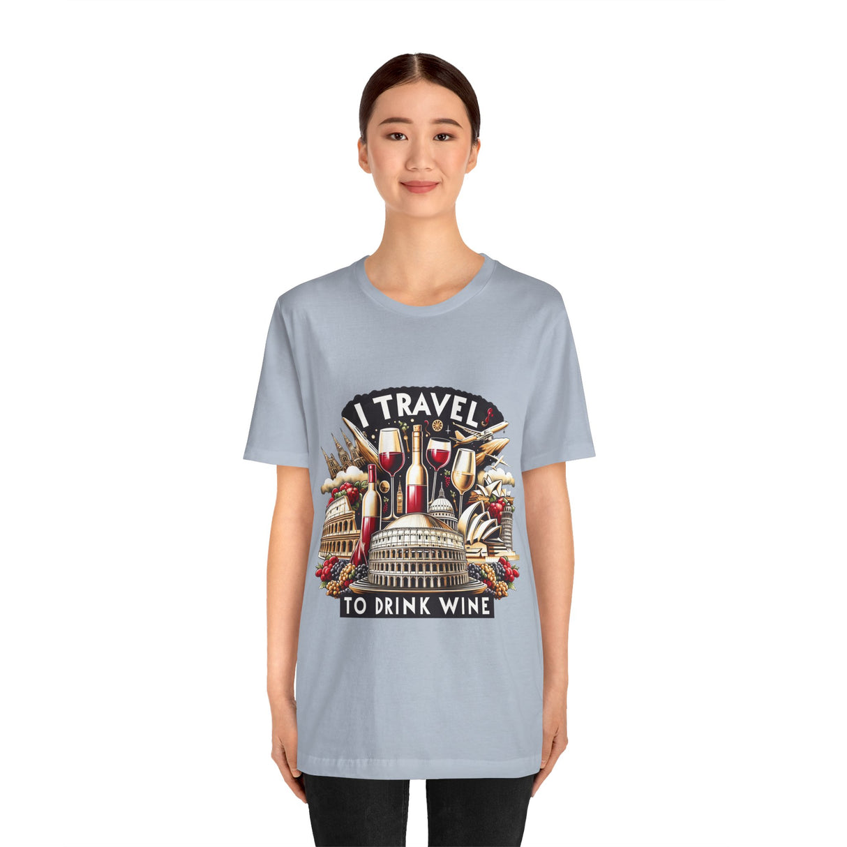 "I Travel to Drink Wine" full color T-shirt