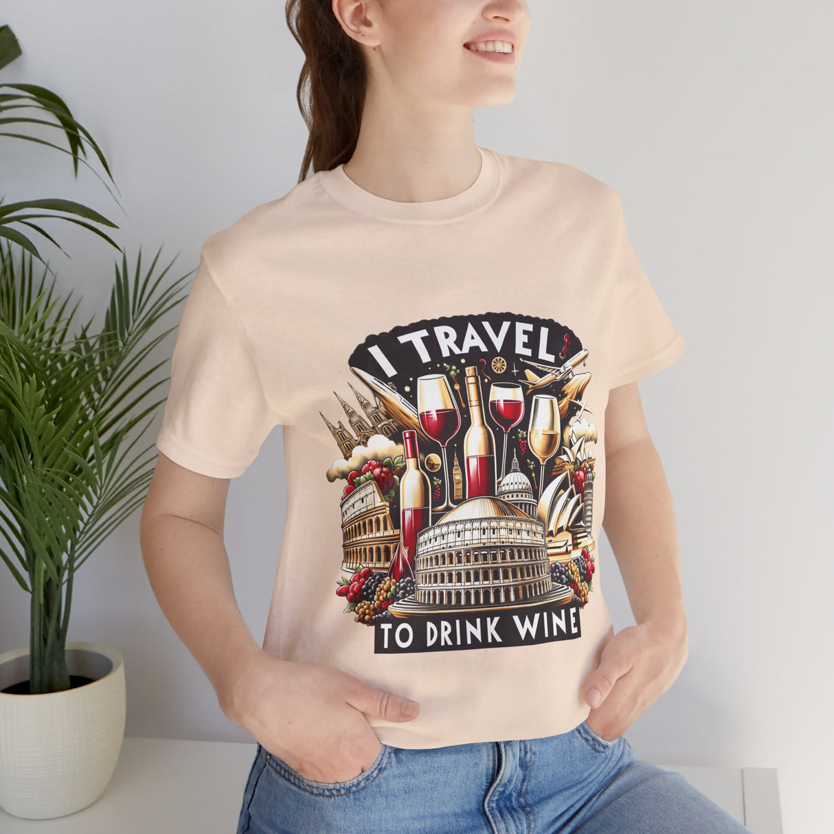 "I Travel to Drink Wine" full color T-shirt
