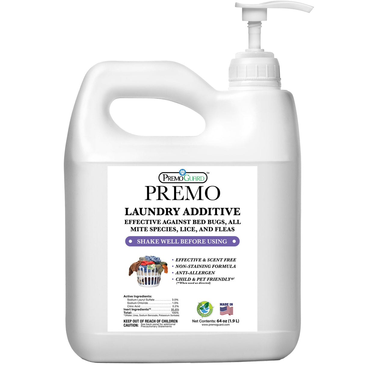 Bed Bug & Mite Killer Laundry Additive - All Natural Non-Toxic - By Premo Guard