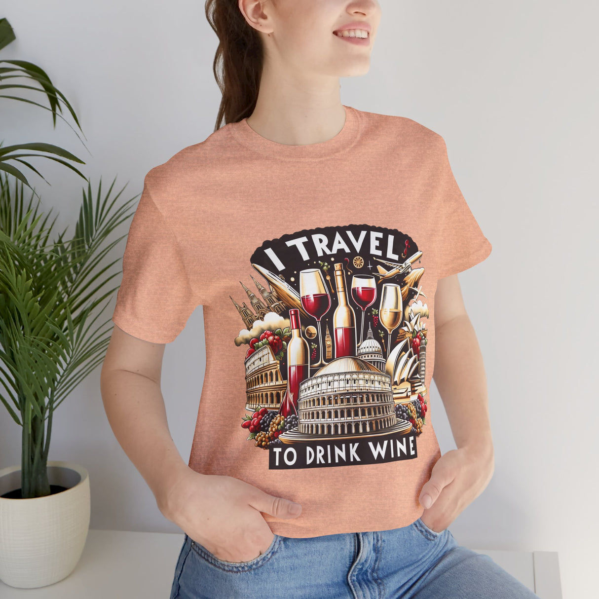 "I Travel to Drink Wine" full color T-shirt