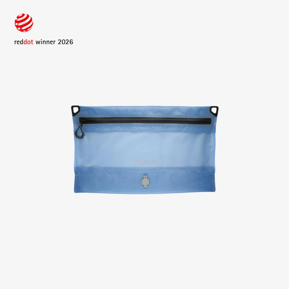 TILLIV Compak Medium vacuum pack in Steel Blue, empty and laid flat