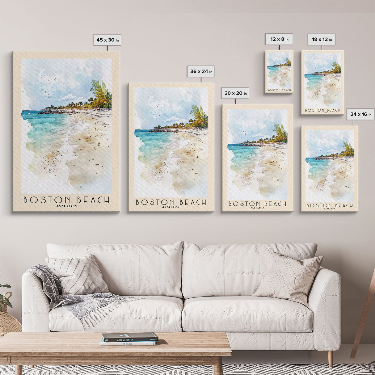 Boston Beach, Jamaica Watercolor Beach Print, Vacation Gift, Jamaica Wall Art, Beach Painting, Beach Decor, Beach Painting