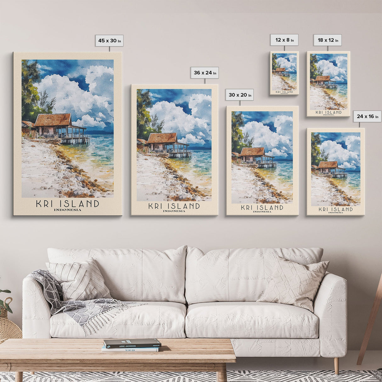 Kri Island, Indonesia Watercolor Beach Print, Vacation Gift, Indonesia Wall Art, Beach Painting, Beach Decor, Beach Painting