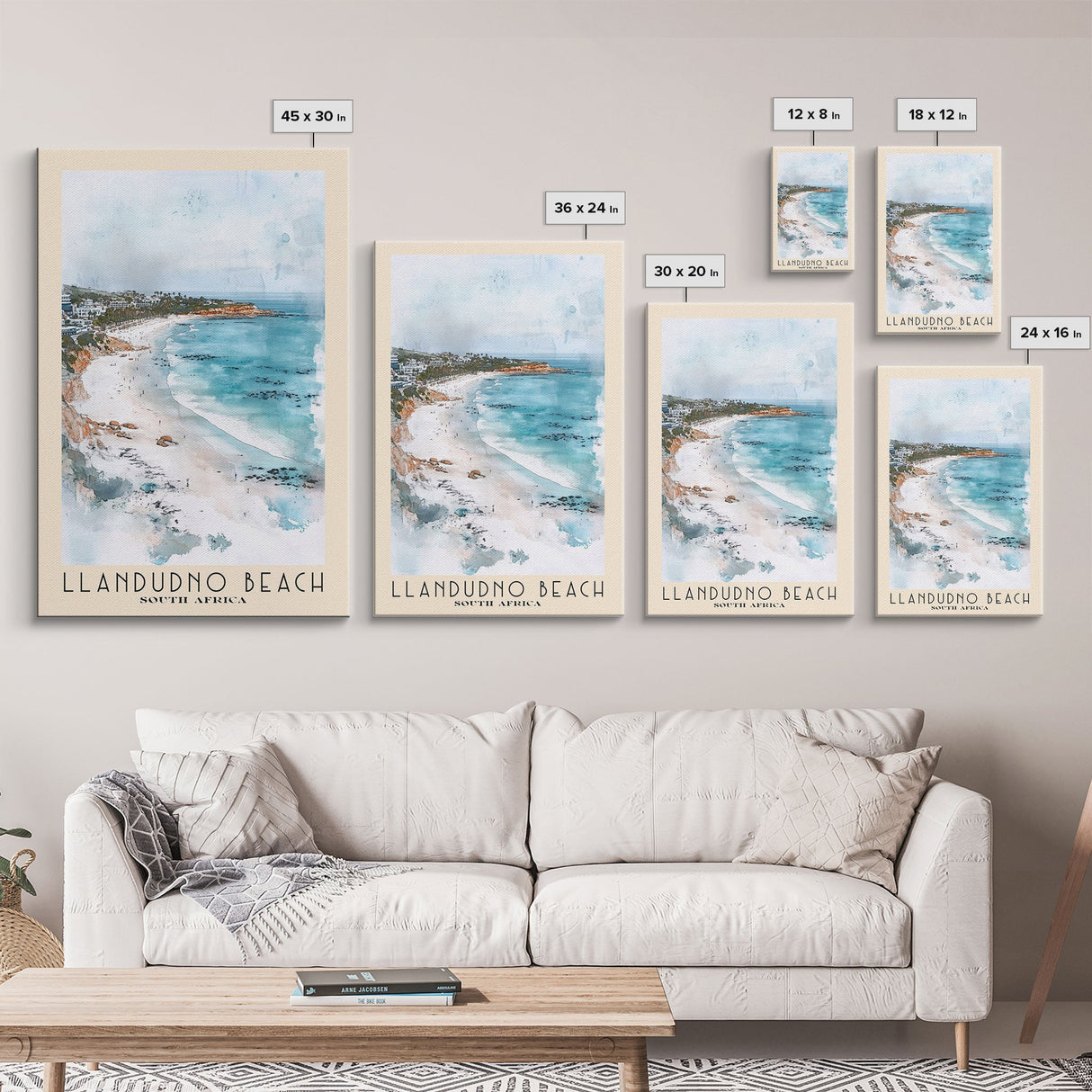 Llandudno Beach, South Africa Watercolor Print, Vacation Gift, South Africa Wall Art, Beach Painting, Beach Decor, Large Wall Art, Wood Frame Art