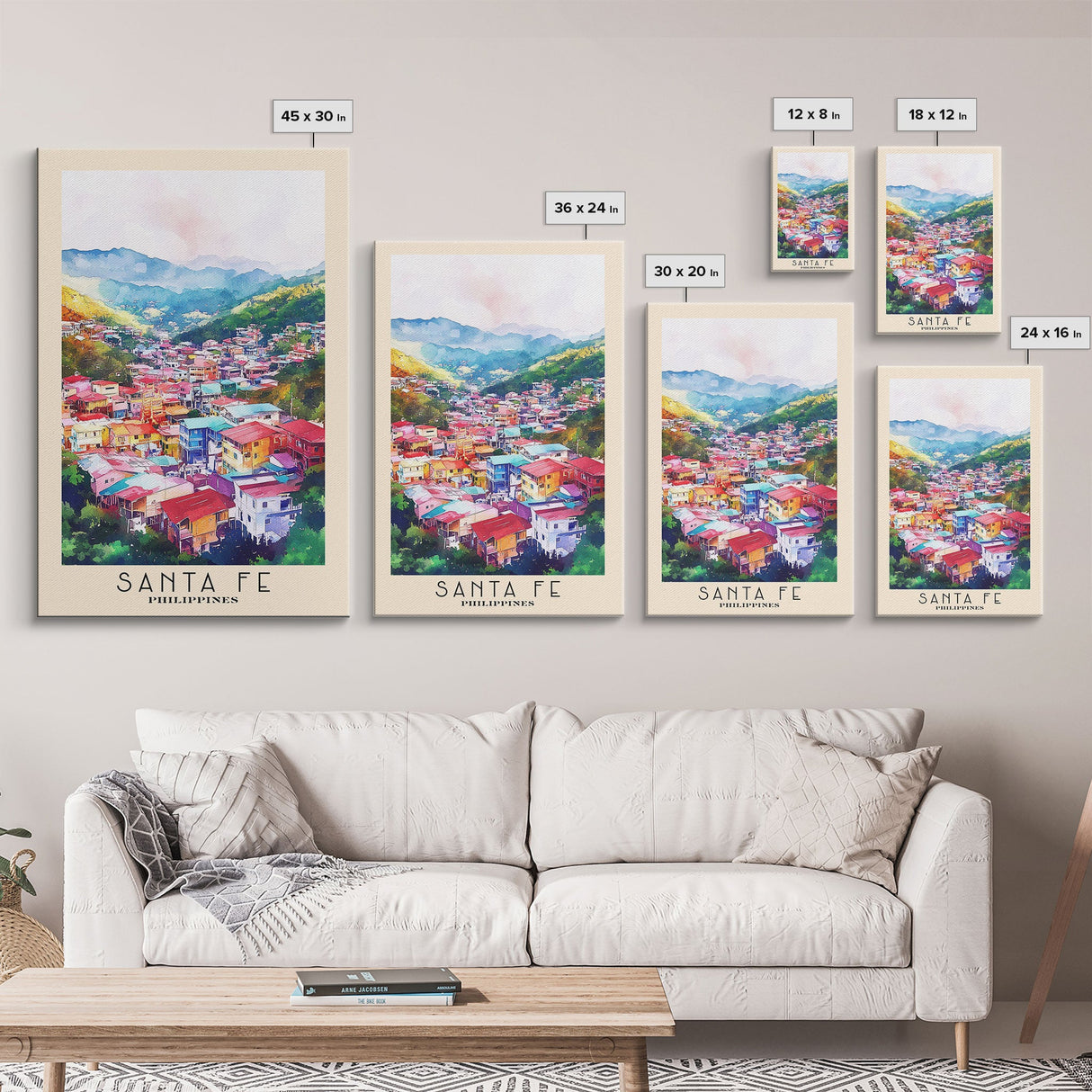 Santa Fe, Philippines Watercolor Beach Print, Vacation Gift, Philippines Wall Art, Beach Painting, Beach Decor, Beach Painting