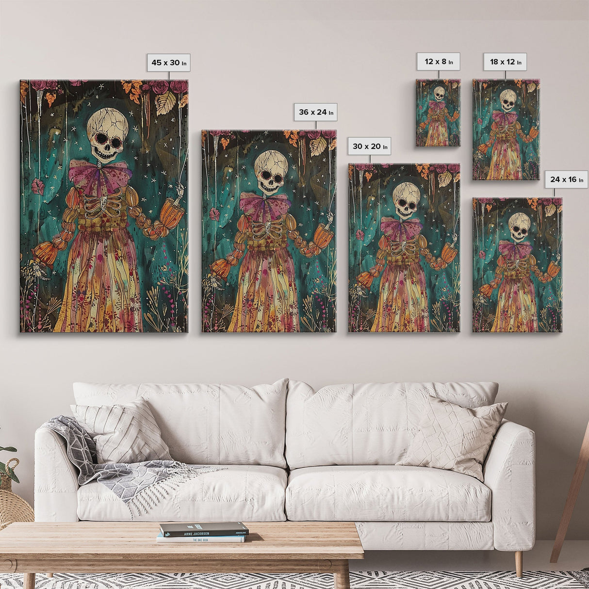 Halloween Ghost in Haunted Forest, Framed Canvas Print, Wall Art, Spooky Decor, Halloween Decoration, Living Room Art, Unique Gift