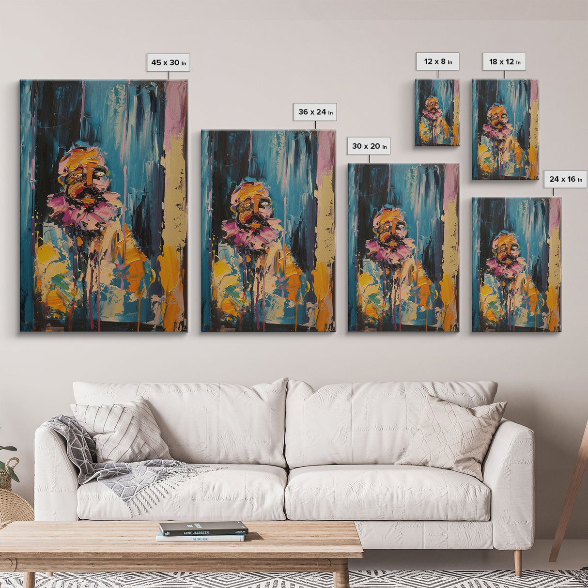 Halloween Ghost with Apple, Framed Canvas Print, Wall Art, Spooky Decor, Halloween Decoration, Living Room Art, Unique Gift