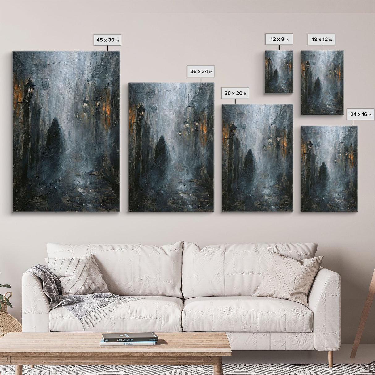 Misty Alley Canvas Print - Halloween Art, Spooky Home Decor, Dark Alley Wall Art, Ghost Art, Halloween Decor, Framed Canvas Print Creepy Art