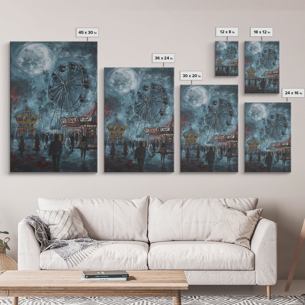 Eerie Carnival, Halloween Art, Spooky Wall Decor, Framed Canvas Print, Creepy Art, Halloween Wall Decor, Seasonal Wall Art, Scary Artwork