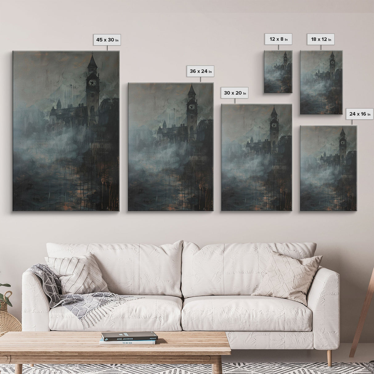 Haunted Gothic Castle, Halloween Art Print, Spooky Home Decor, Framed Canvas Print, Creepy Art, Halloween Wall Decor, Seasonal Wall Art