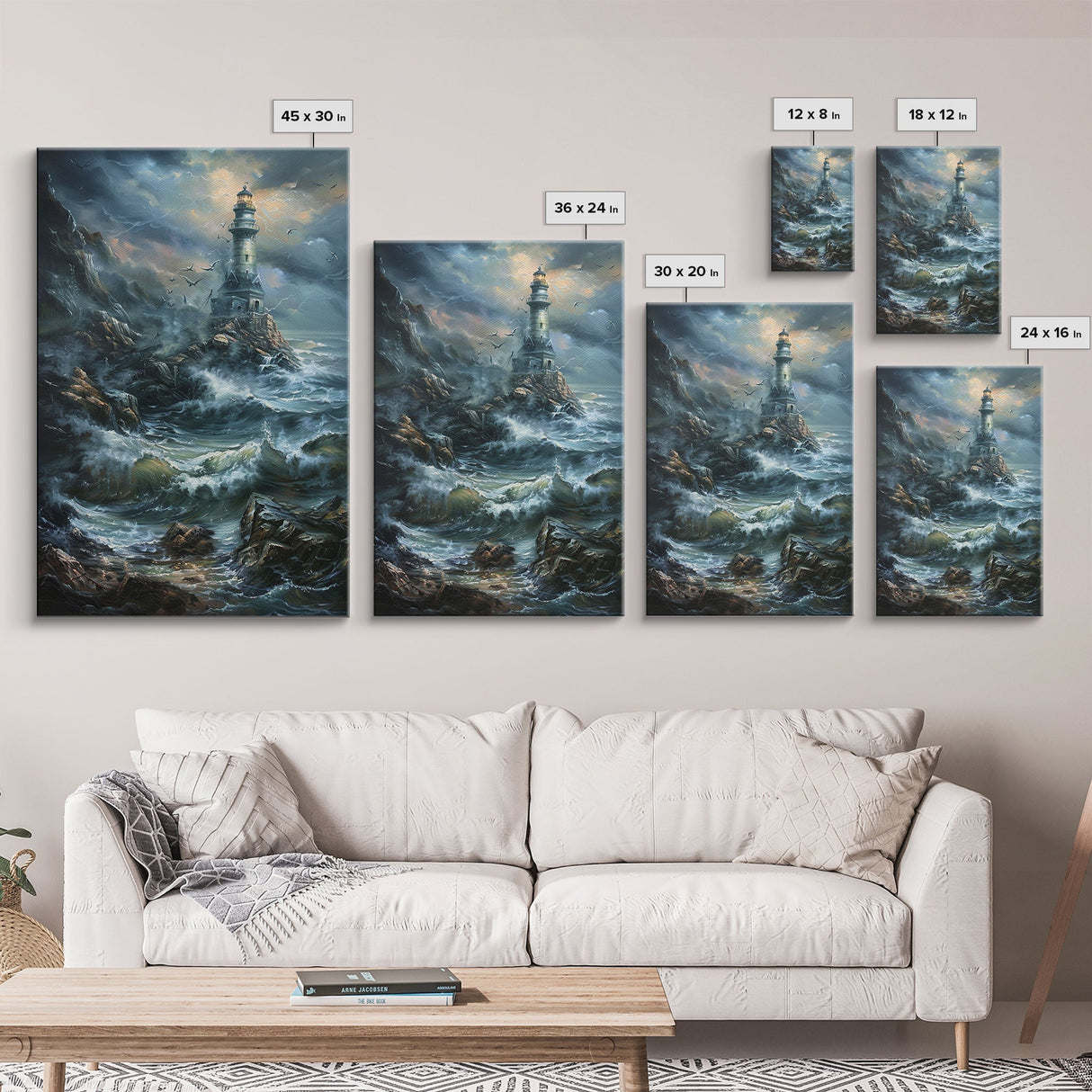 Haunted Lighthouse, Halloween Art, Spooky Wall Decor, Framed Canvas Print, Creepy Art, Halloween Wall Decor, Seasonal Wall Art