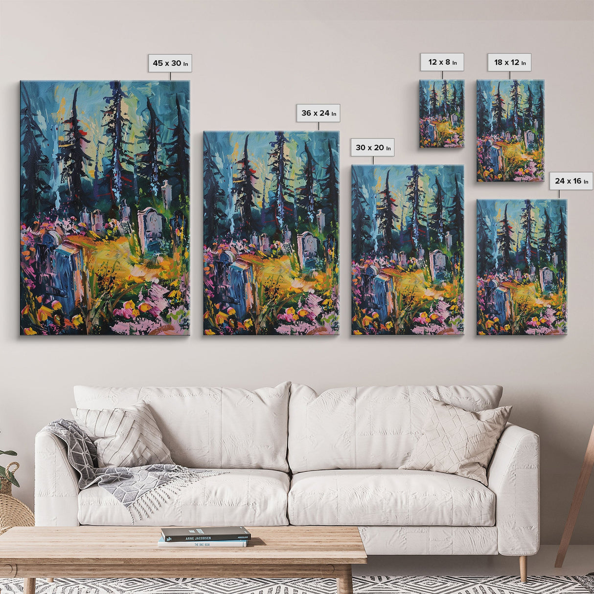 Haunted Path Framed Canvas Print, Halloween Wall Art, Spooky Walkway, Ghostly Forest, Haunted Trees, Gothic Decor, Fall Decoration