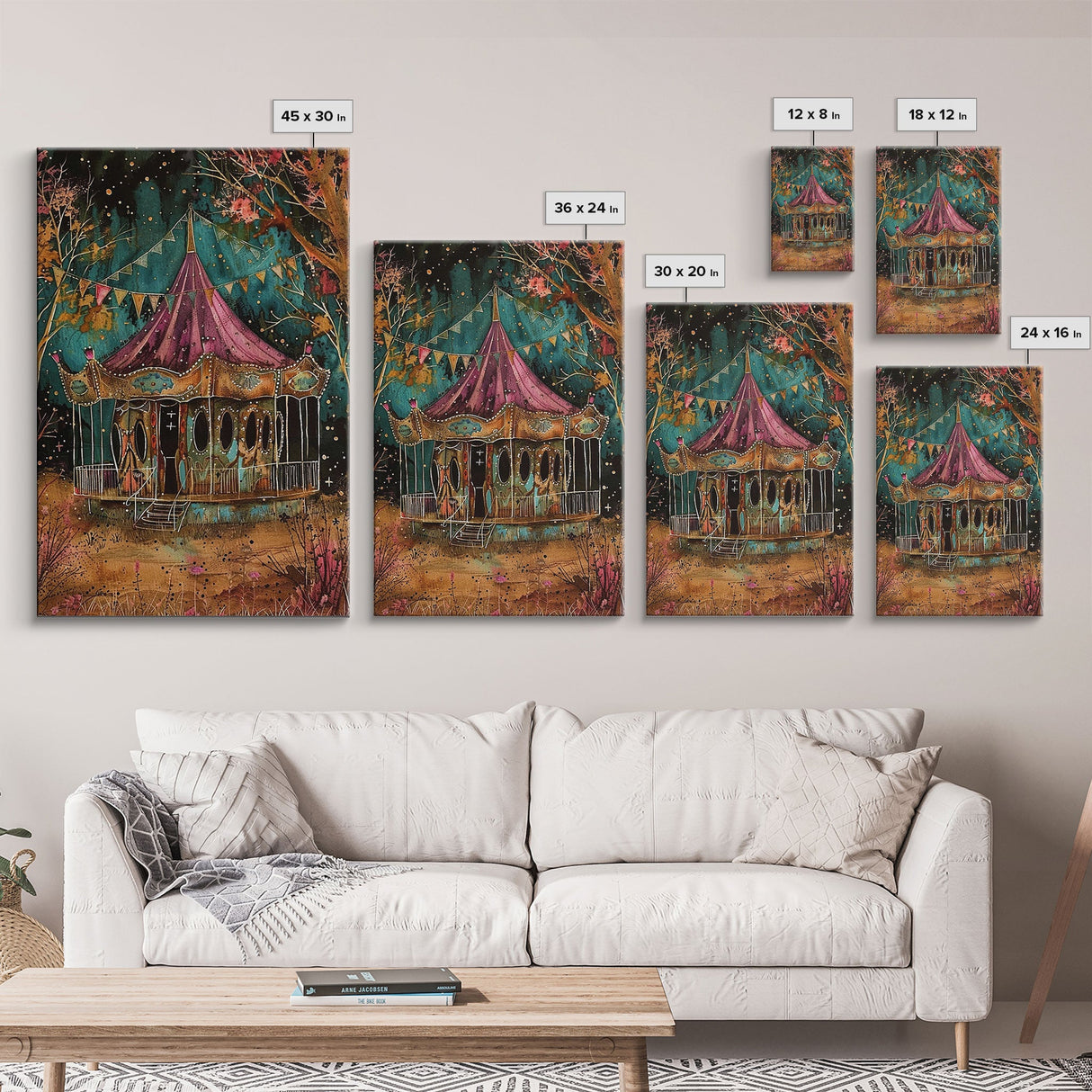 Nighttime Haunted Forest Path Framed Canvas Print, Halloween Wall Art, Spooky Home Decor, Eerie Artwork, Ghostly Path Decoration