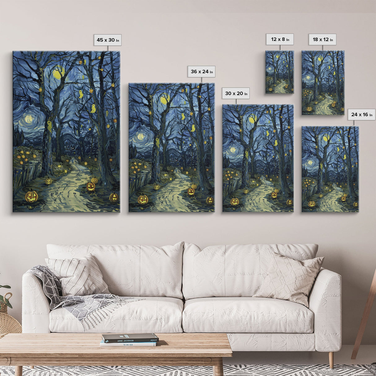 Dark Steamy Train at Night Framed Canvas Print, Halloween Wall Art, Spooky Train Station Decor, Haunted Transportation Artwork, Ghostly Art