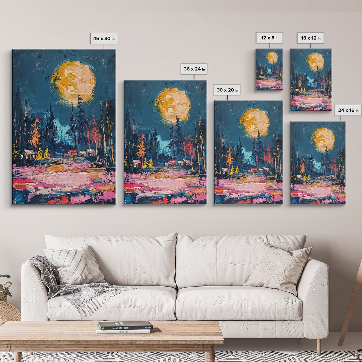 Spooky Moonlit Forest Framed Canvas Print, Halloween Wall Art, Haunted Landscape, Home Decor, Above Sofa Art, Gothic Artwork, Living Room