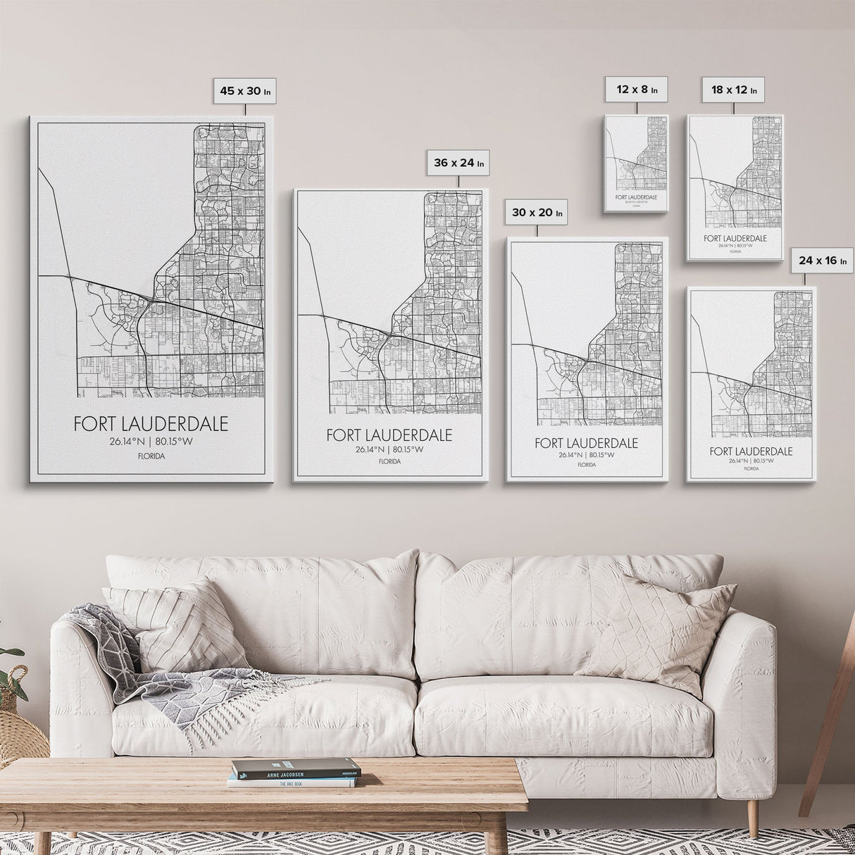 Fort Lauderdale Street Map, California Map, City Map Art, Minimalist Art, Wall Art, Canvas Print, Travel Art, Game Room Décor, Travel Gifts