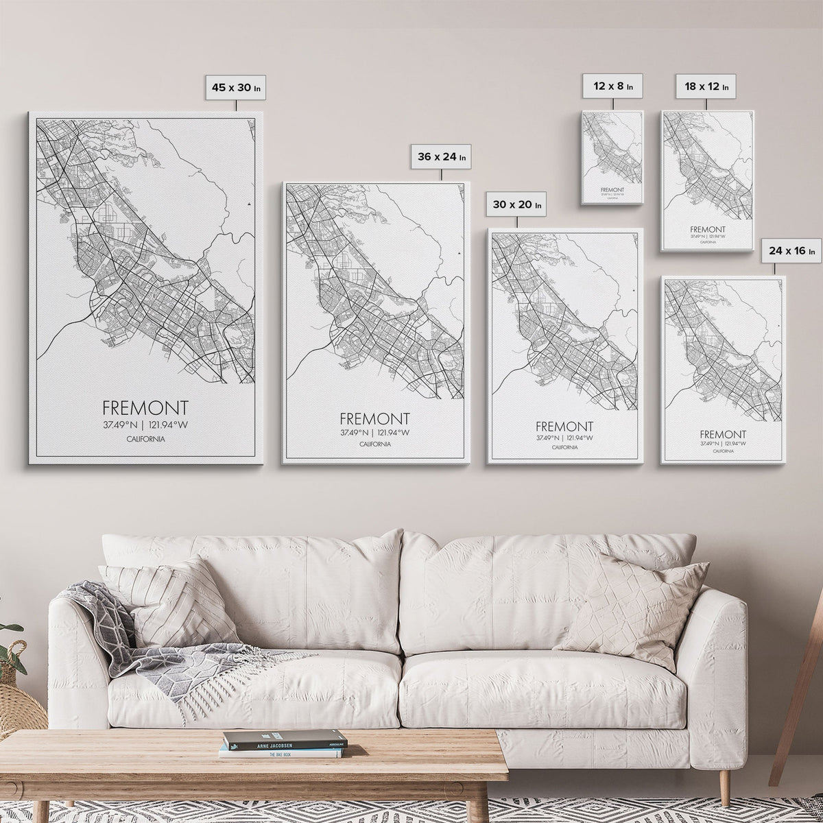 Fremont Street Map, California Map, City Map Art, Minimalist Art, Wall Art, Canvas Print, Travel Lover Gift, Bar Wall Décor, Travel Prints