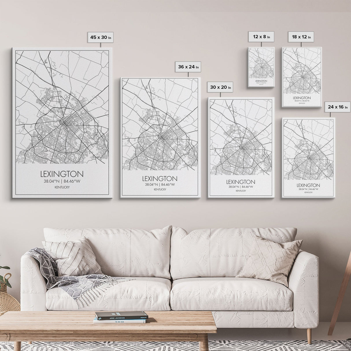Lexington Street Map, Kentucky Map, City Map Art, Modern Wall Art, Wall Art, Canvas Print, Travel Wall Art, Dorm Room Décor, Engagement Gift