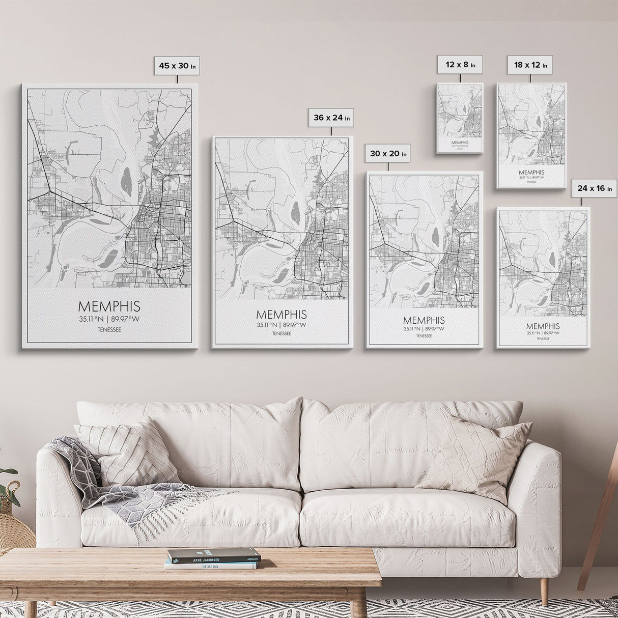 Memphis Street Map, Tennessee Map, City Map Art, Modern Art, Wall Art, Canvas Print, Music Room Décor, Housewarming Gift, Travel Art