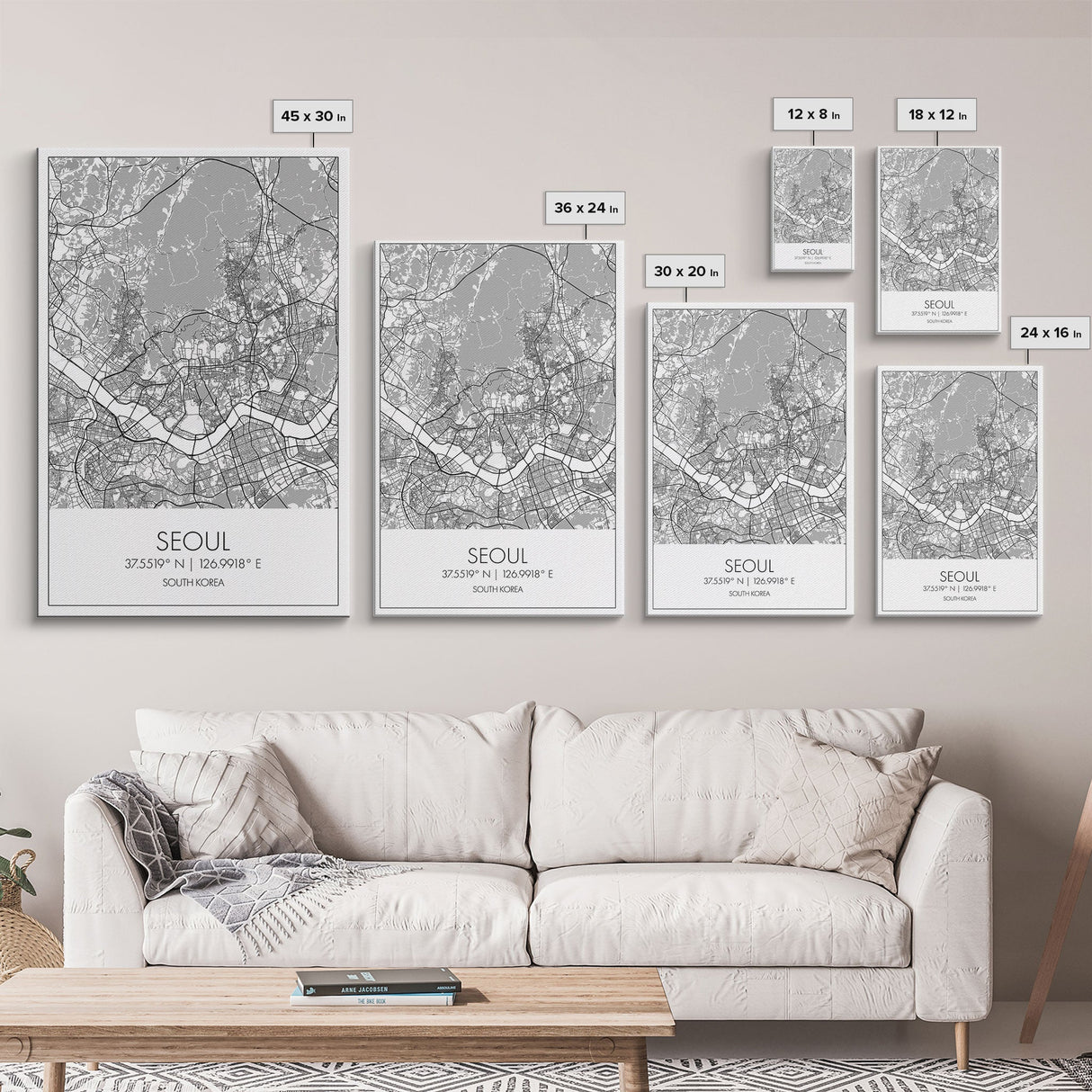 Seoul Street Map, South Korea Map, Asia City Map Print, Minimalist Art, Wall Art, Canvas Print, Travel Gift For Women, Travel Wall Décor
