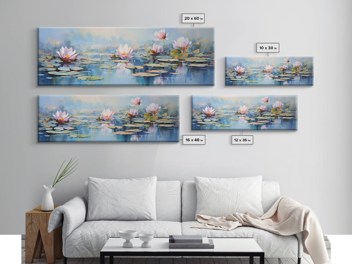 Water Lily Framed Canvas Print, Water Lily, Lily Pad Print, Lily Print, Wall Art, Wall Decor, Spa art, Tranquil Art, Water Lily Art