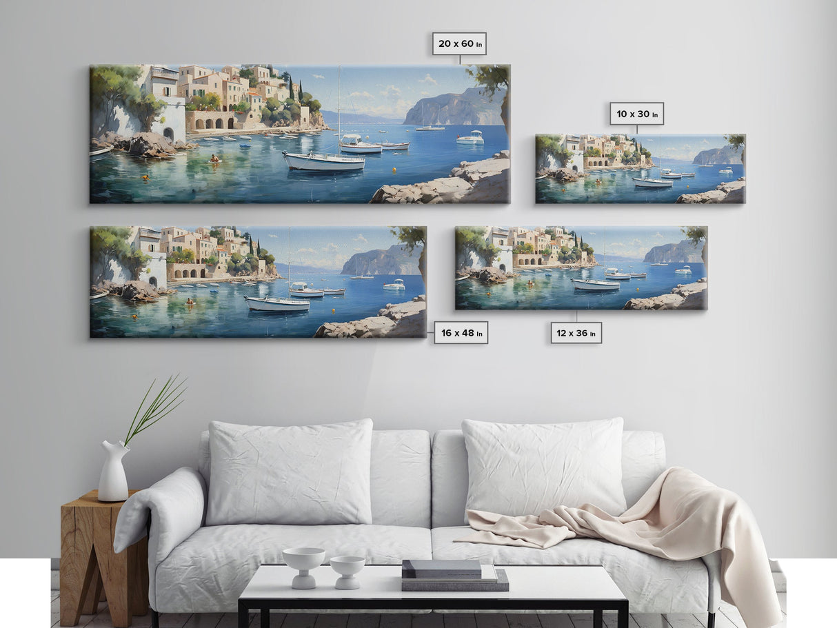 The Italian Coast - Framed Canvas Print - Beautiful Wall Art - Nautical Decor - Italian Painting Print - Sunset in Italy