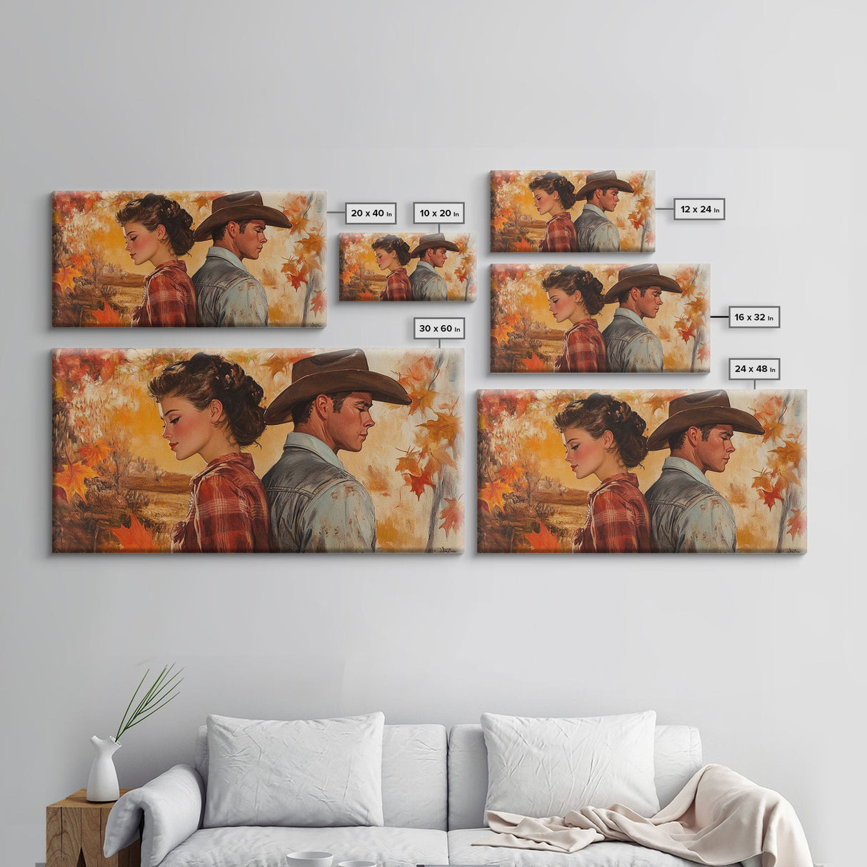 Framed Canvas Print Cowboy Gazing Over Snowy Landscape Western Horse Rider Winter Mountain Art Winter Wonderland Wall Art