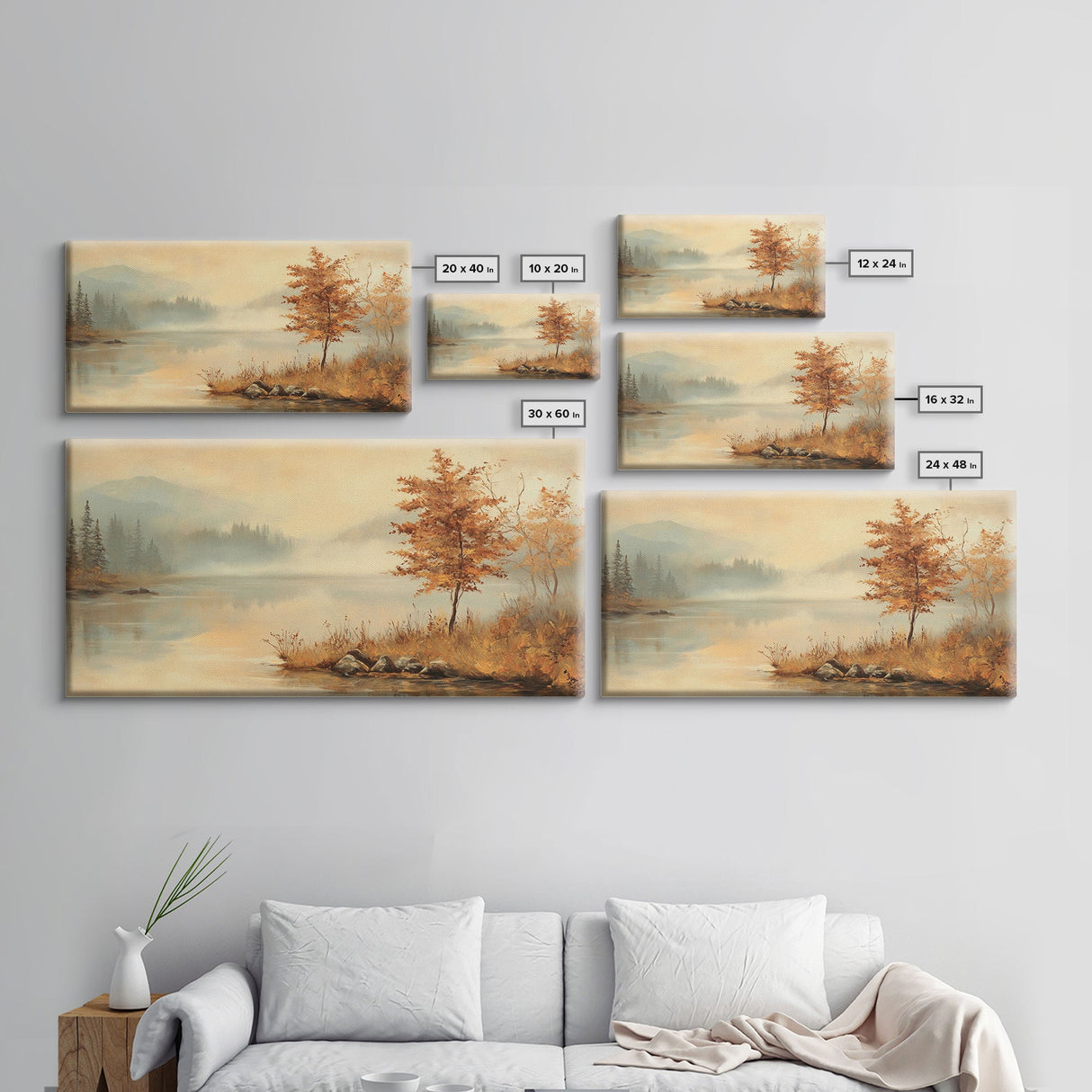 Fall In The Countryside, Moody Wall Decor, Framed Canvas Print, Seasonal Autumn Decor