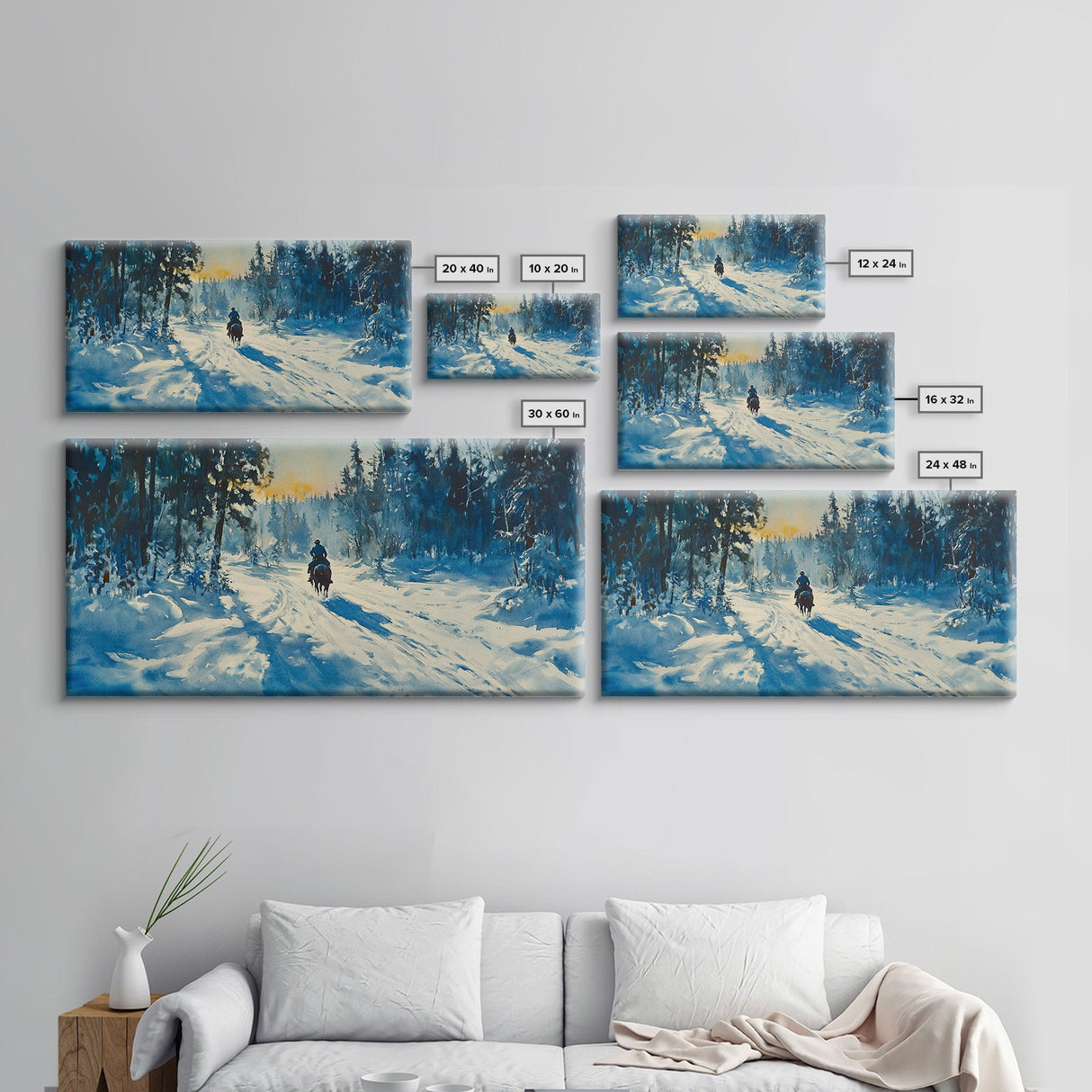 Cowboy And Cattle In Autumn Framed Canvas Print Tall Art Fall Country Landscape Western Home Decor Rustic Farmhouse Wall Art Autumn Gift