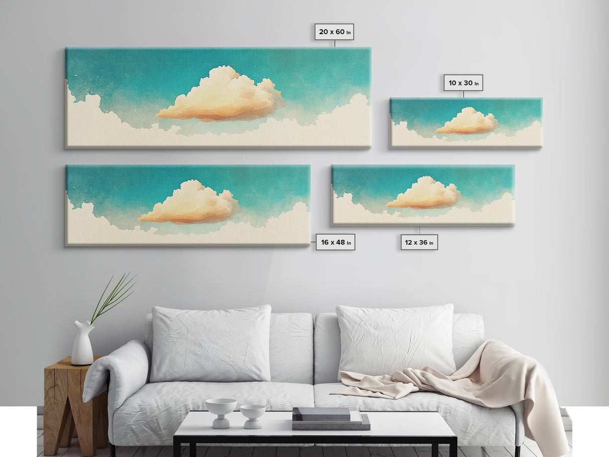 Modern Wall Art - Abstract Oil Painting Print - Extra Large Wall Art - Canvas Wall Hanging - Cloud Painting - Oversized Wall Art - Framed Canvas
